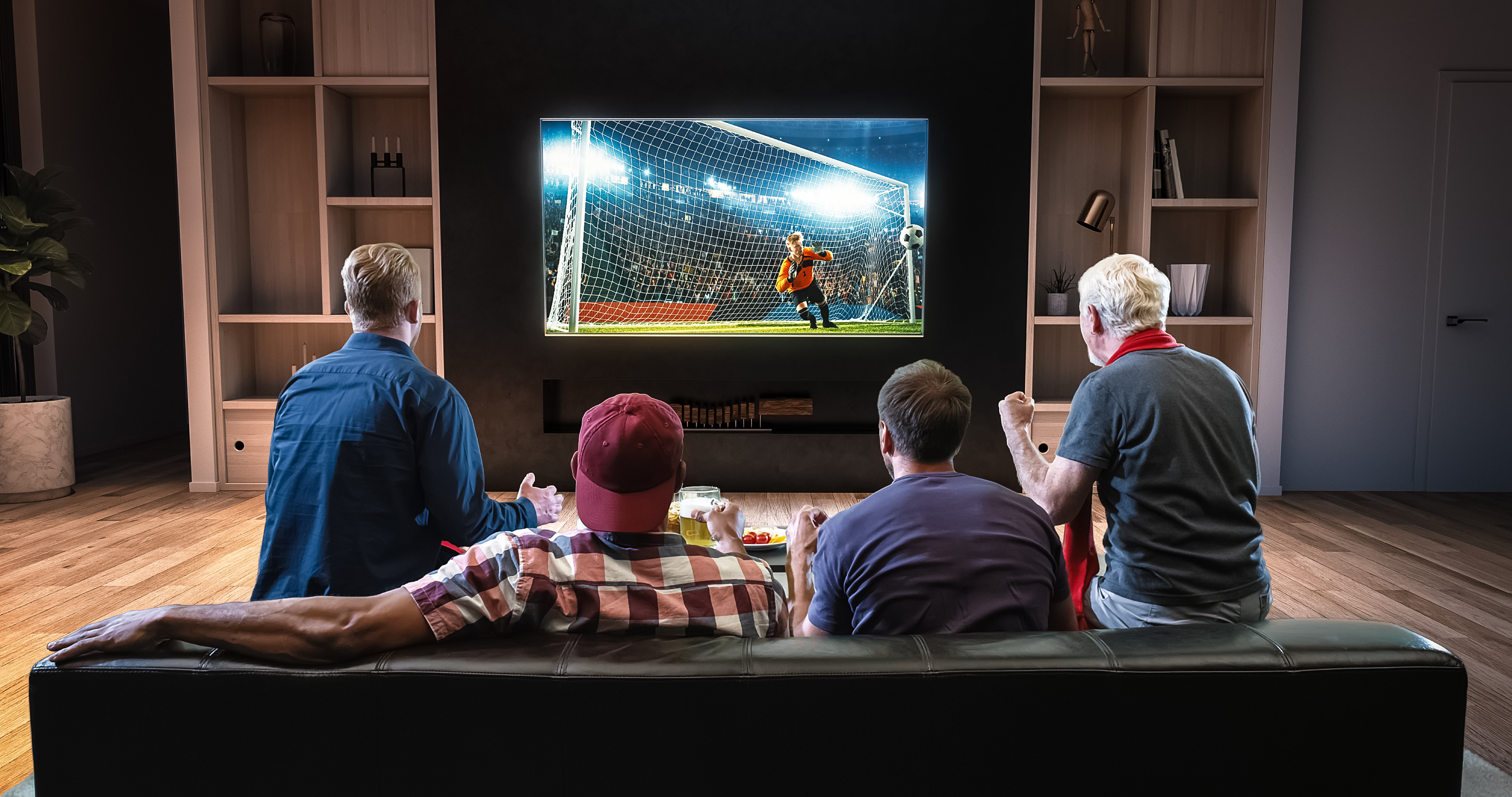 Smart TVs displaying live channels, sports and streaming content
