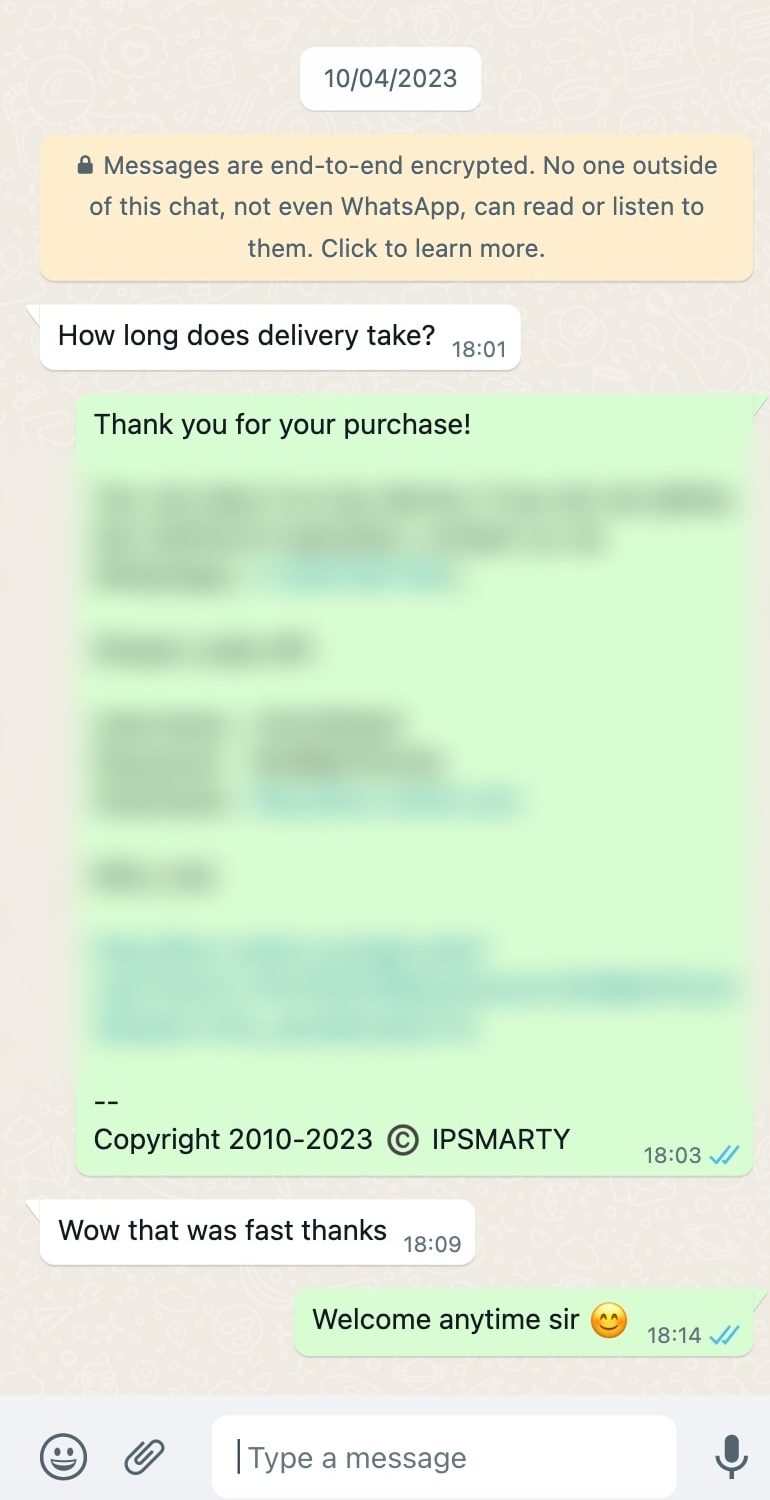WhatsApp order confirmation 5