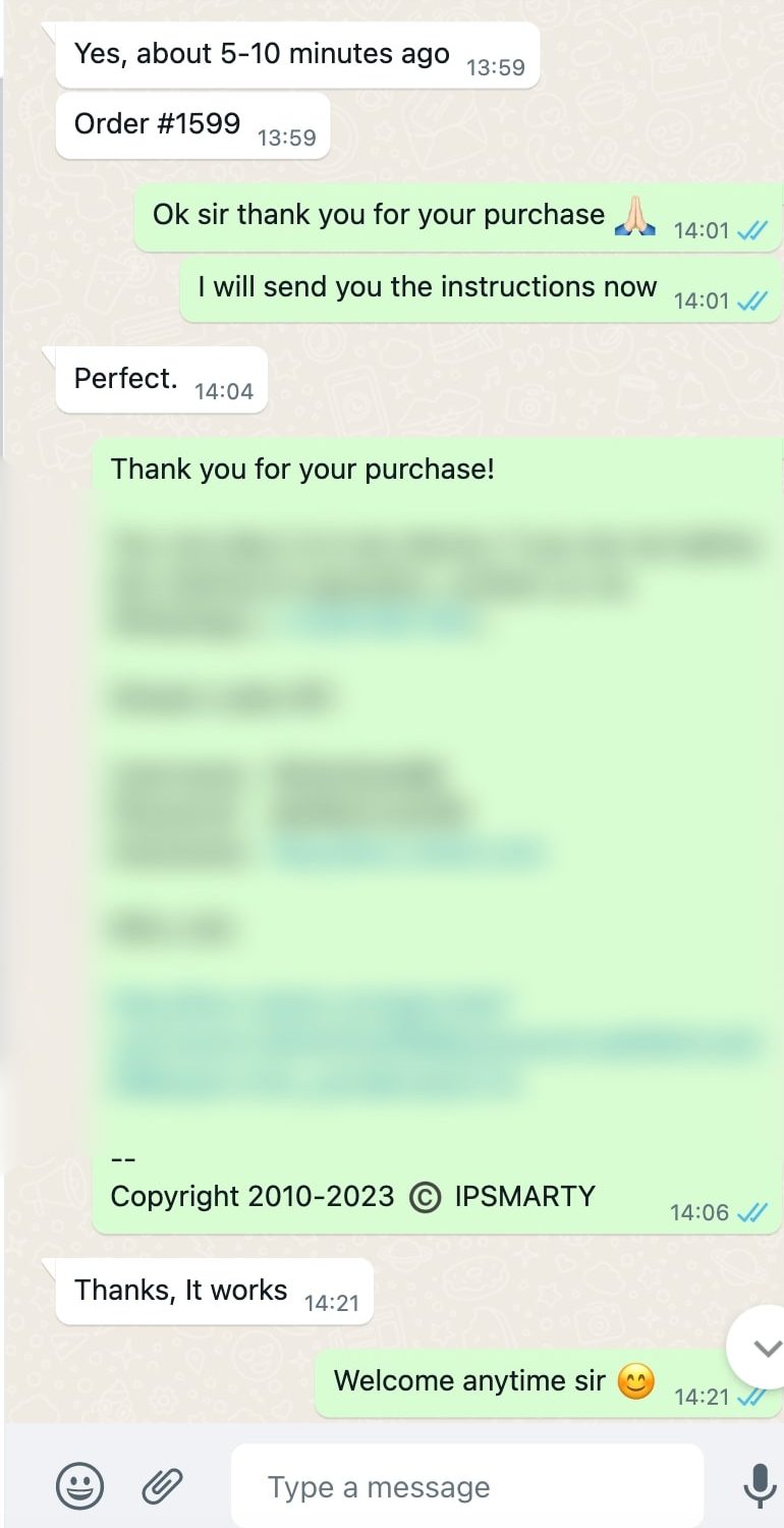 WhatsApp order confirmation 7
